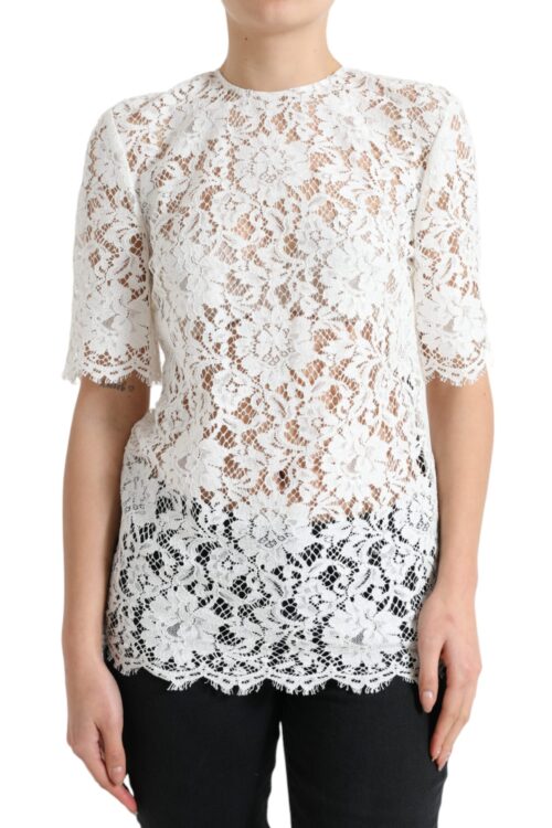 Dolce & Gabbana Elegant White Lace Blouse