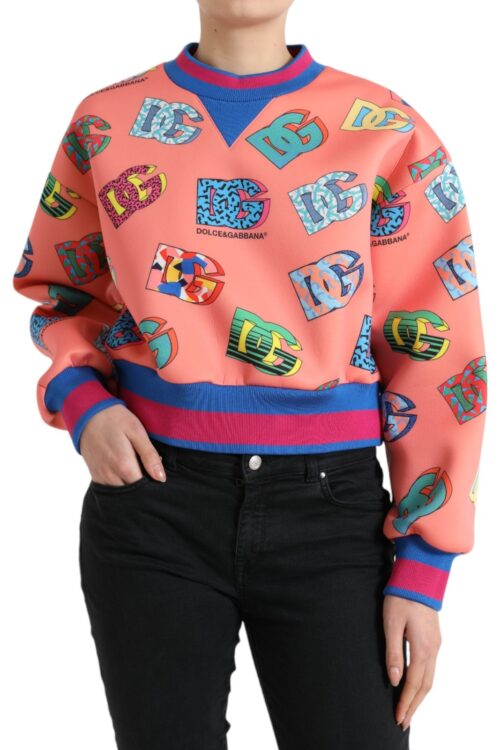 Dolce & Gabbana Salmon Pink Crew Neck Logo Sweatshirt