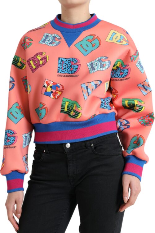 Dolce & Gabbana Salmon Pink Logo Sweater – Crew Neck Elegance