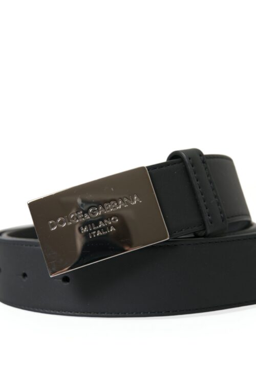 Dolce & Gabbana Elegant Black Leather Belt with Metal Buckle