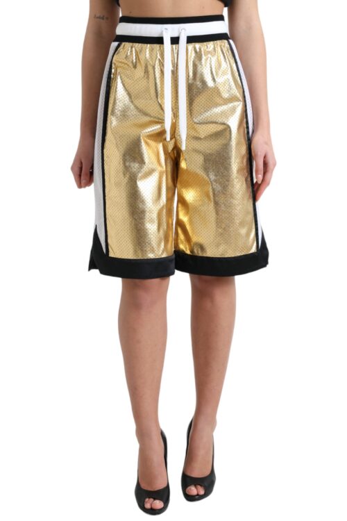 Dolce & Gabbana Elevated Elegance: High Waist Golden Shorts