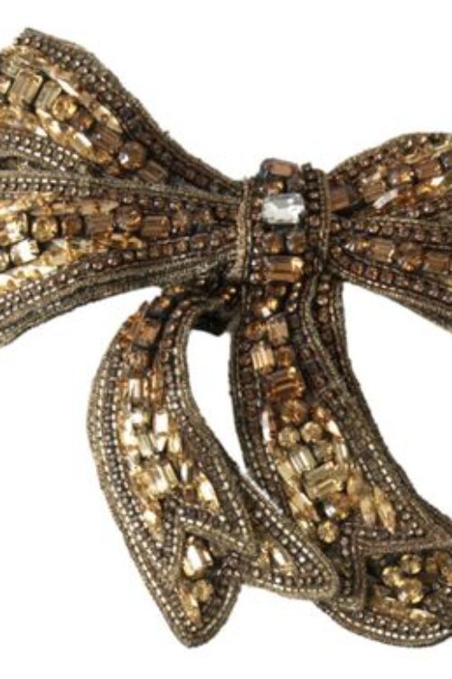 Dolce & Gabbana Gold Crystal Embellished Silk Bowtie