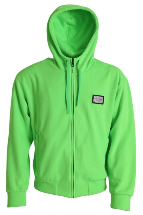 Dolce & Gabbana Neon Green Hooded Full Zip Top Sweater