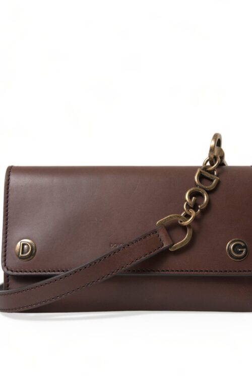 Dolce & Gabbana Elegant Leather Shoulder Bag in Rich Brown