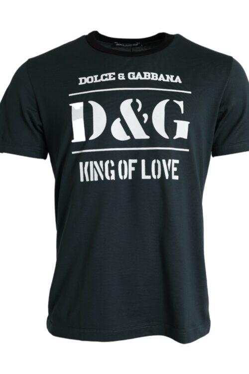 Dolce & Gabbana Blue Graphic Print Cotton Crew Neck T-shirt