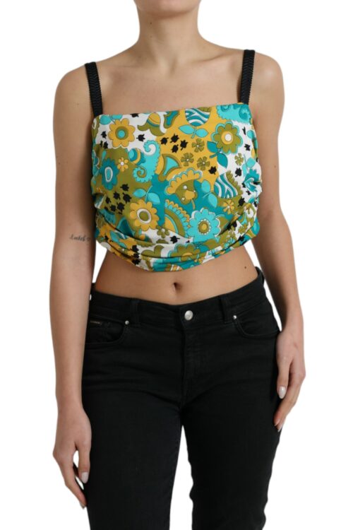 Dolce & Gabbana Elegant Floral Silk Blend Cropped Tank Top