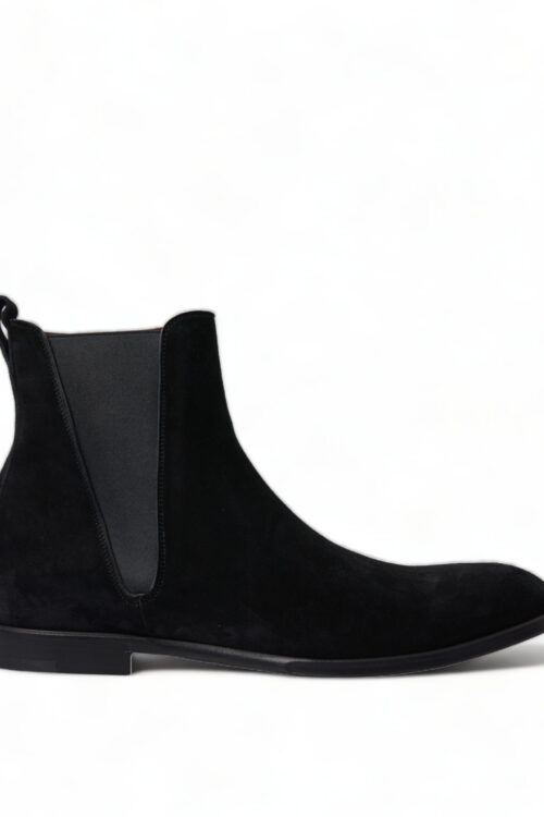 Dolce & Gabbana Elegant Black Velvet Mid-Calf Boots