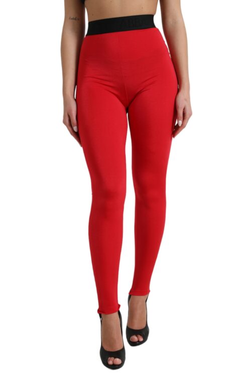 Dolce & Gabbana Elegant High Waist Red Leggings