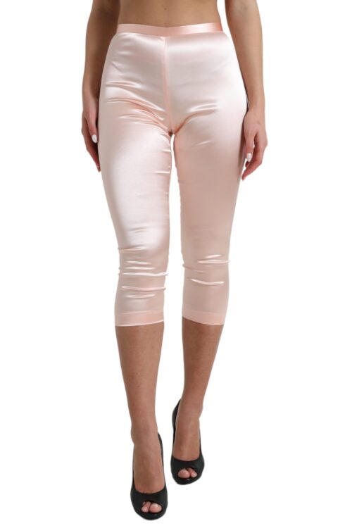 Dolce & Gabbana Chic Pink High Waist Cropped Silk Pants