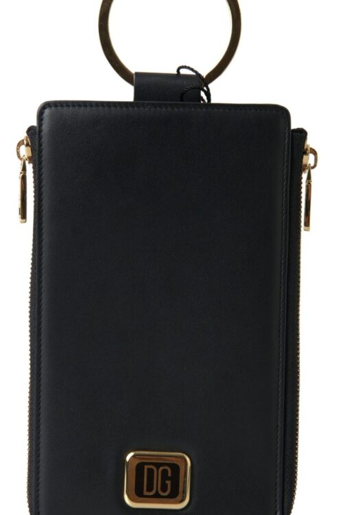 Dolce & Gabbana Elegant Black Leather Cardholder with Zip Detail