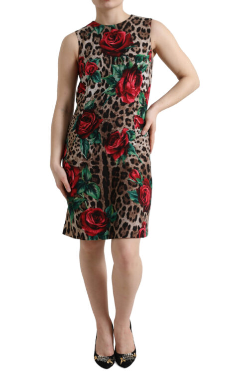 Dolce & Gabbana Elegant Leopard Floral A-Line Dress