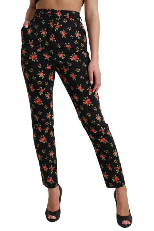 Dolce & Gabbana Elegant High-Waist Floral Tapered Pants