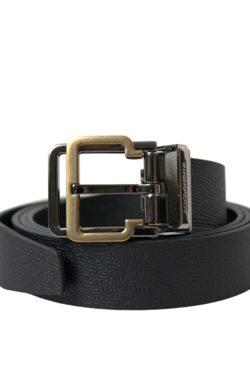 Dolce & Gabbana Elegant Black Leather Belt with Metal Buckle