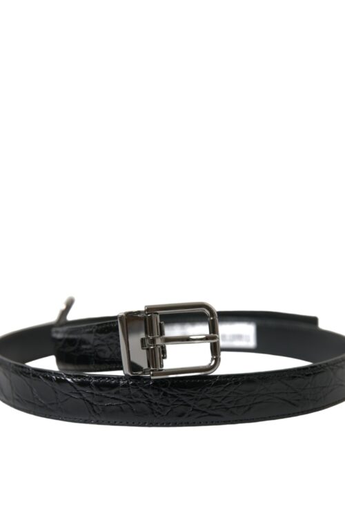 Dolce & Gabbana Elegant Black Leather Belt with Metal Buckle