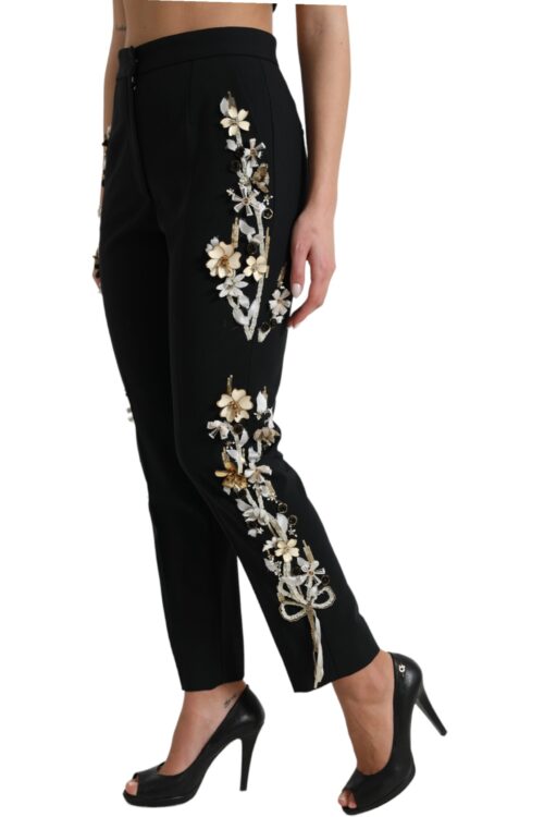 Dolce & Gabbana Elegant High Waist Floral Tapered Pants