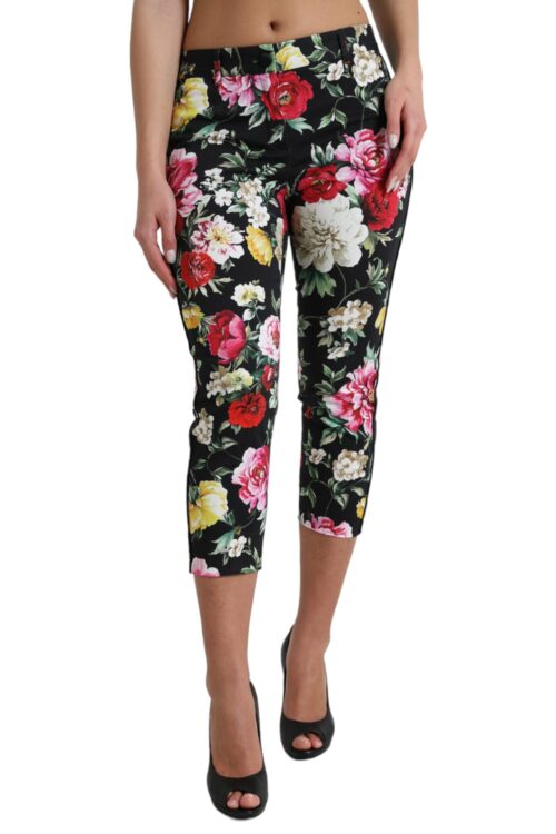 Dolce & Gabbana Elegant Floral Mid Waist Cropped Pants