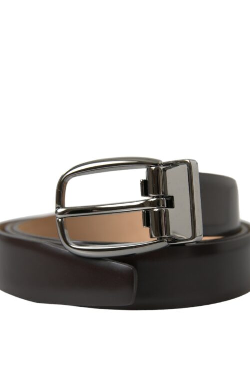 Dolce & Gabbana Elegant Dark Brown Calf Leather Belt