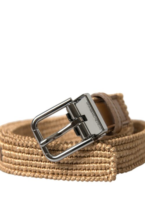 Dolce & Gabbana Elegant Beige Woven Leather Belt
