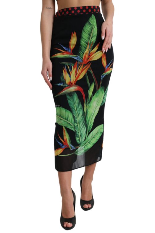 Dolce & Gabbana Floral High Waist Silk Midi Skirt
