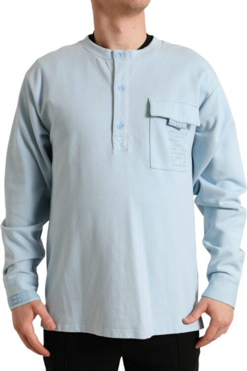 Dolce & Gabbana Elegant Light Blue Cotton Blend Crew Neck Sweater