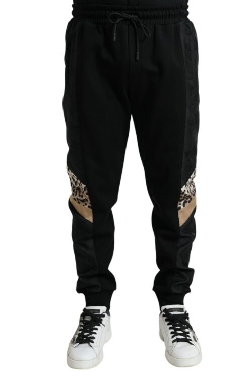 Dolce & Gabbana Elegant Black Leopard Jogger Pants