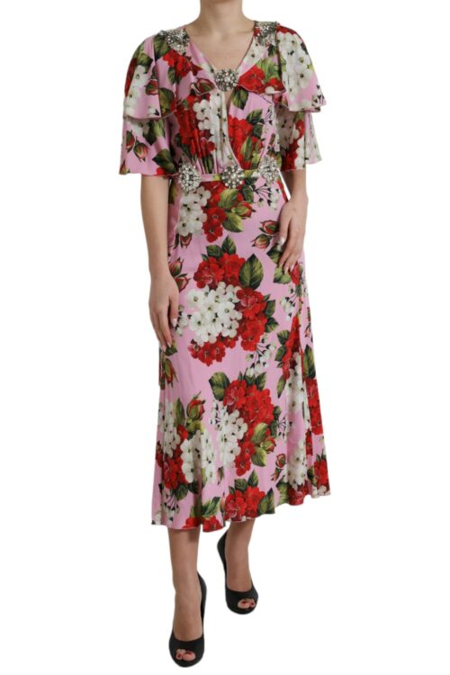 Dolce & Gabbana Elegant Crystal-Embellished Silk Dress