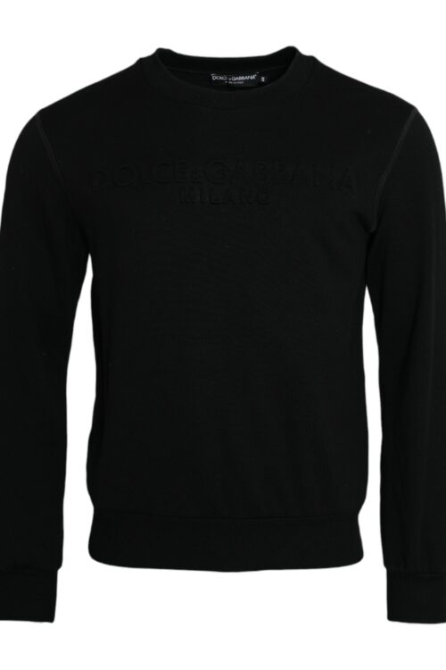 Dolce & Gabbana Black Cotton Long Sleeves Sweatshirt Sweater