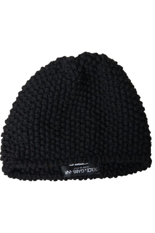 Dolce & Gabbana Black Cashmere Knitted Beanie Bonnet Hat Men