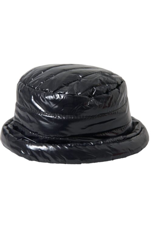 Dolce & Gabbana Black Quilted Faux Leather Bucket Hat Men