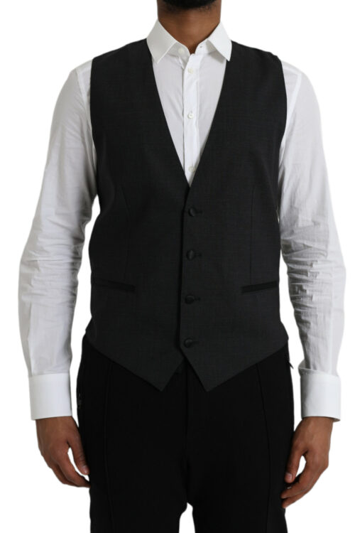 Dolce & Gabbana Black Cotton Waistcoat Dress Formal Vest