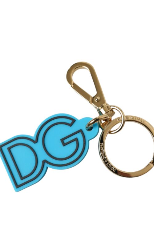 Dolce & Gabbana Elegant Blue Gold Keychain Accessory