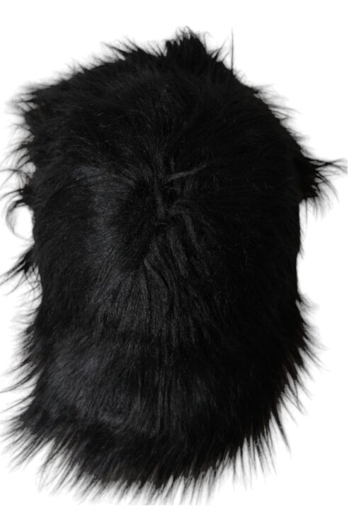 Dolce & Gabbana Black Faux Fur Cap Baseball Hat Men