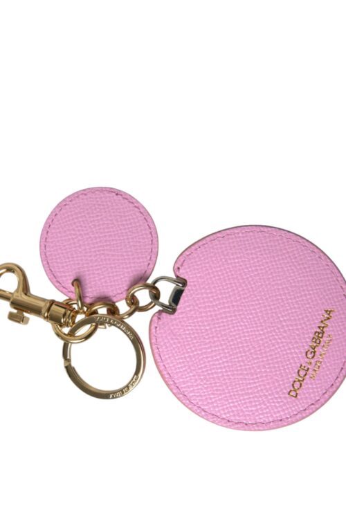 Dolce & Gabbana Elegant Pink Gold Leather Keychain