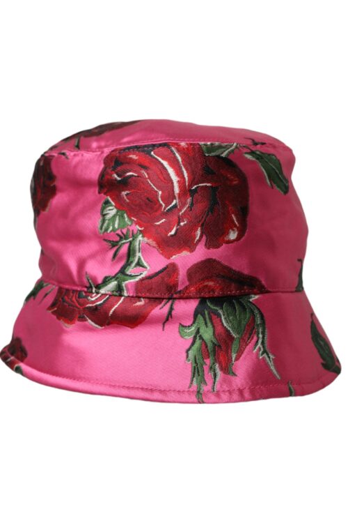 Dolce & Gabbana Pink Floral Cap Cotton Bucket Hat Men