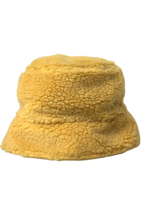 Dolce & Gabbana Yellow Fluffy Fleece Fur Bucket Hat Men