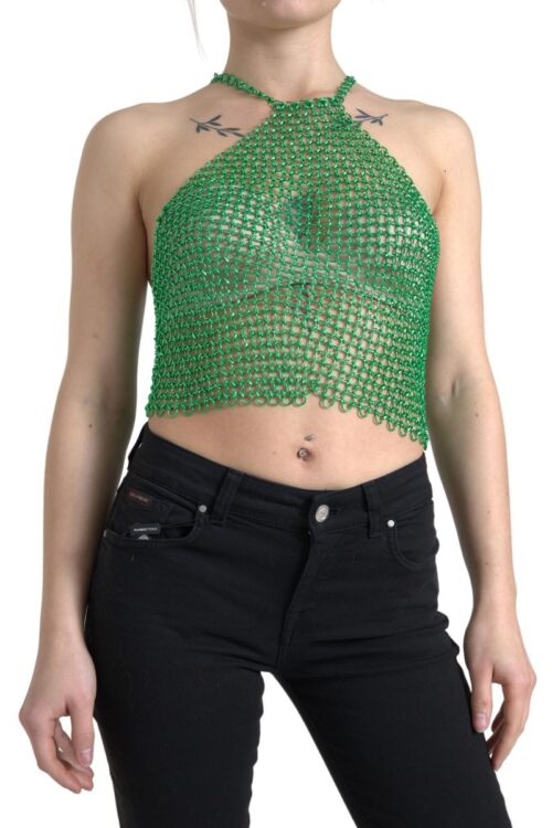 Dolce & Gabbana Emerald Halter Cropped Tank Top