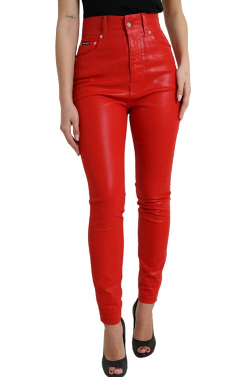 Dolce & Gabbana Elegant High-Waist Stretch Denim in Red