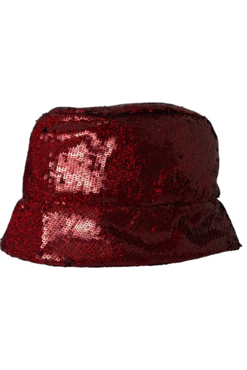 Dolce & Gabbana Red Sequined Nylon Bucket Hat Men