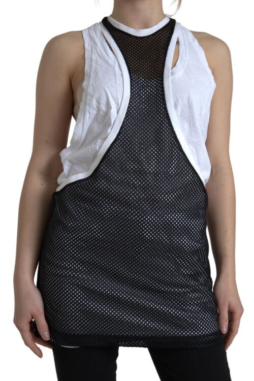 Dsquared² Monochrome Cotton-Linen Blend Tank Top