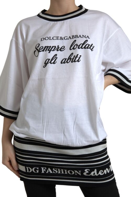 Dolce & Gabbana Elegant White Cotton Crew Neck Tee