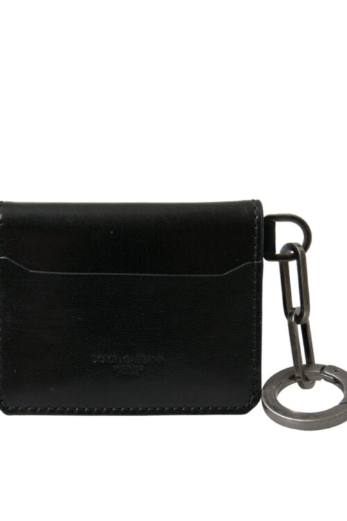 Dolce & Gabbana Black Leather Bifold Logo Card Holder Keyring Wallet