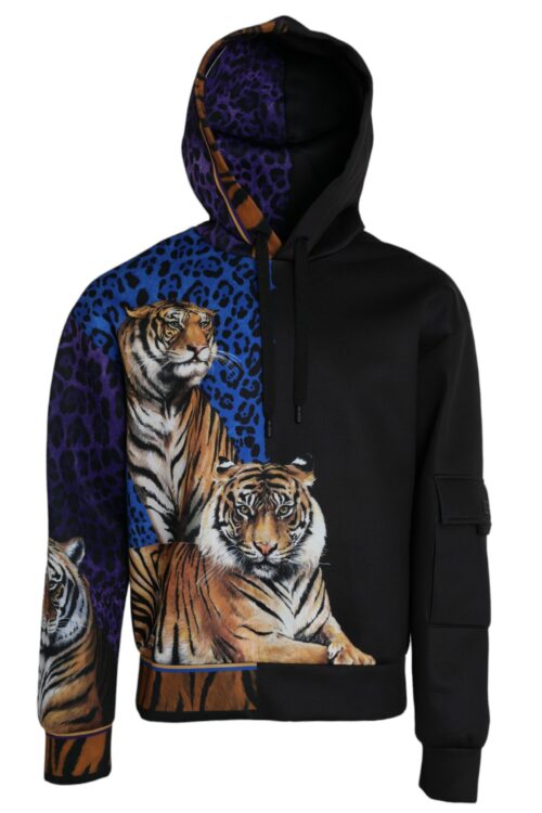 Dolce & Gabbana Multicolor Tiger Hooded Sweatshirt Sweater