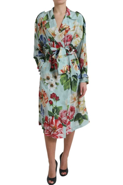 Dolce & Gabbana Elegant Floral Silk Trench Jacket