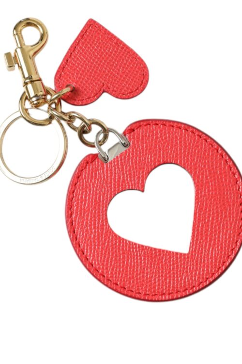 Dolce & Gabbana Elegant Red Leather Keychain with Gold Accents