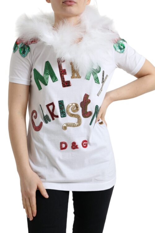 Dolce & Gabbana Elegant Sequin Embellished Cotton Tee