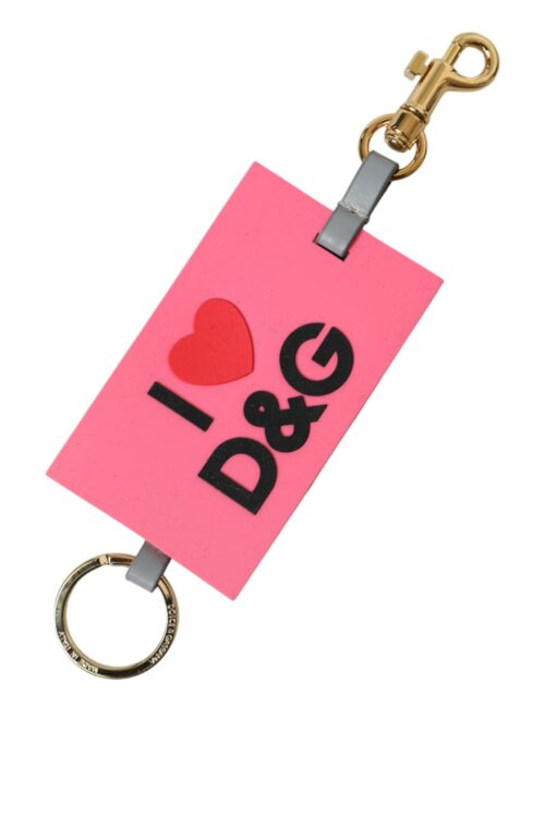 Dolce & Gabbana Chic Trifold Gold & Pink Key Holder Case