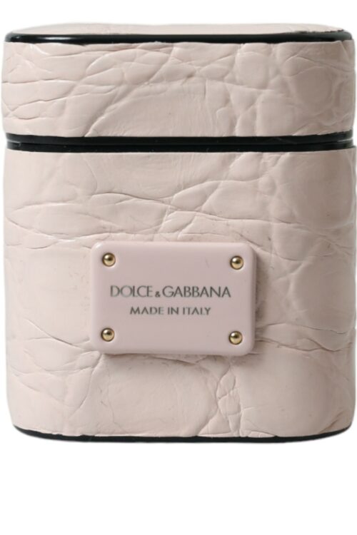 Dolce & Gabbana Elegant Light Pink Leather Airpod Case