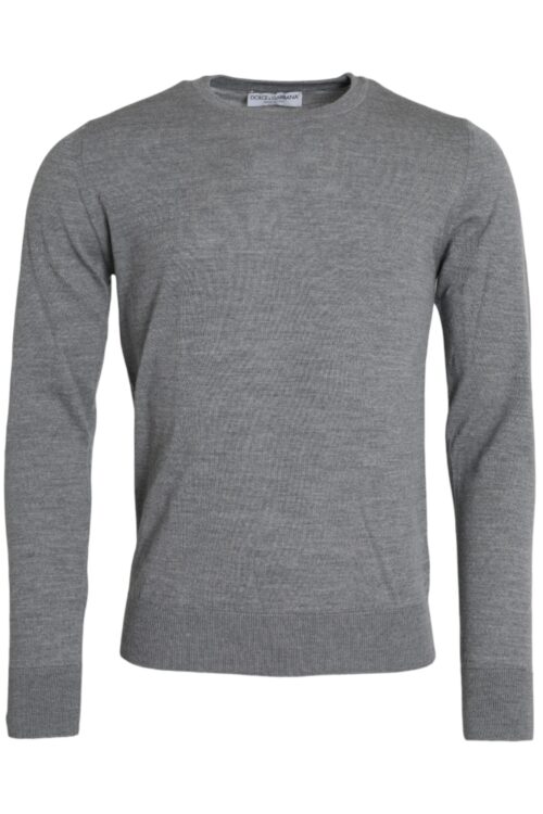 Dolce & Gabbana Ash Gray Wool Crew Neck Pullover Sweater