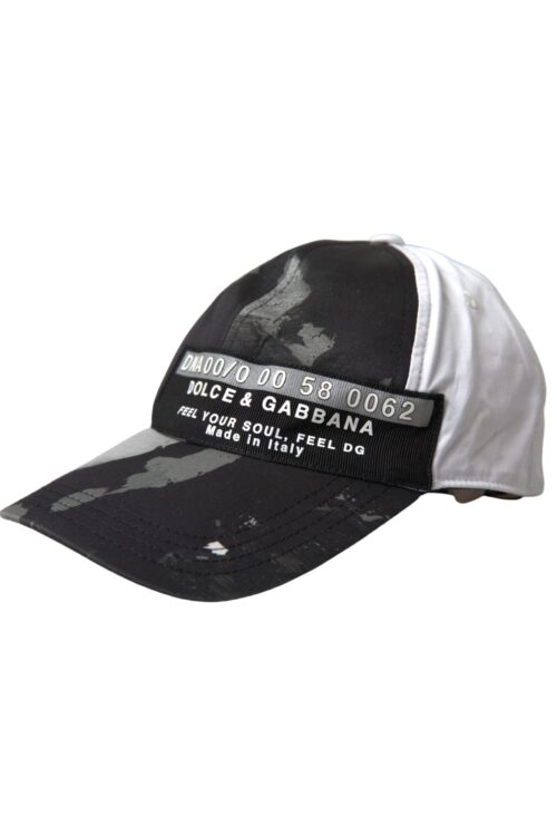 Dolce & Gabbana Black White Cotton Logo Baseball Hat Men