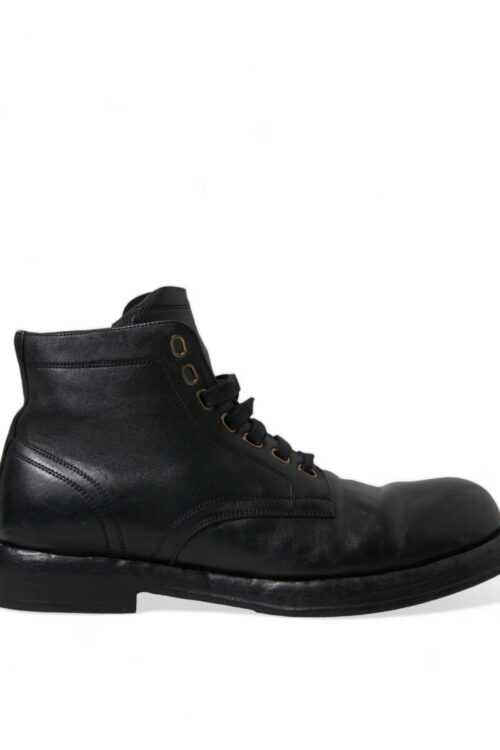 Dolce & Gabbana Elegant Black Horse Leather Ankle Boots